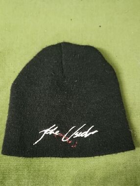 The Used Black Knit Beanie with Script Embroidery